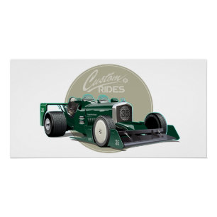 Póster concepto de coche de carrera retro personalizado