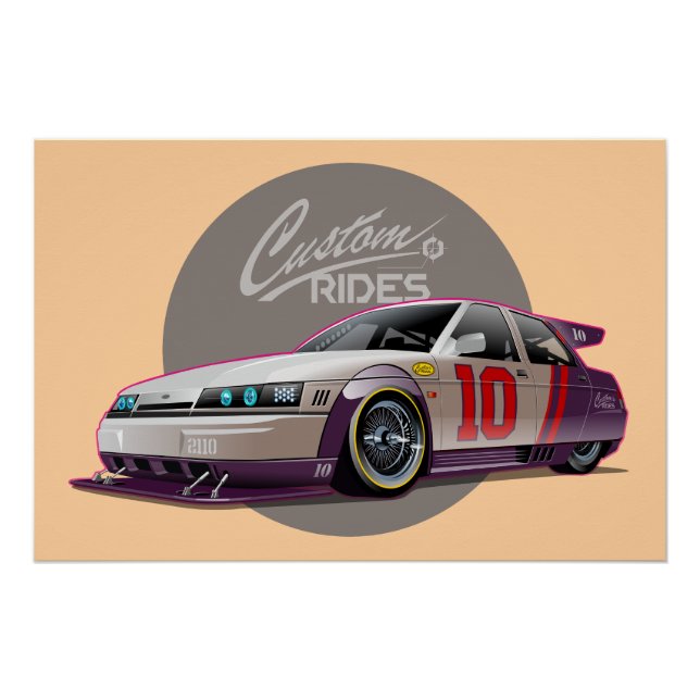 Póster Concepto de coche de carreras de ficción Custon (Anverso)