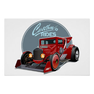 Póster Concepto de coche de carreras retro personalizado