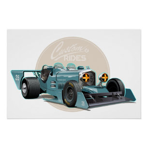 Póster concepto de coche de carreras retro personalizado