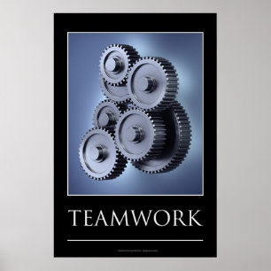 Póster Concepto del trabajo en equipo con las ruedas de