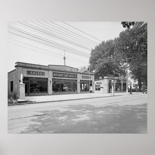 Póster Concesionario de automóviles, 1926. Foto antigua (Frente)