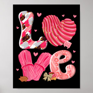Póster Concha Ama el Día de San Valentín Pan Dulce Mexica