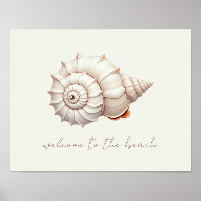 Póster Concha Costera Crema y Beige Personalizada (Frente)