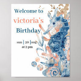 Póster Concha de caballito de mar bajo la ducha de un beb