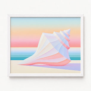 Póster Concha de caracol con rayas ombre pastel