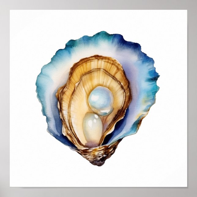Póster Concha de ostra acuarela (Frente)