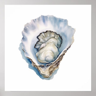 Póster Concha de ostra acuarela