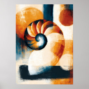 Póster Concha en espiral de Uzumaki Japonesa Orgánica Mod