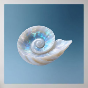 Póster Concha Espiral de Nautilus Irisado