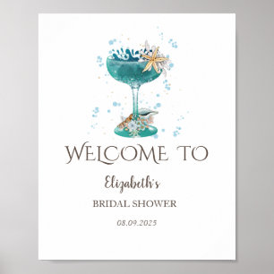 Póster Conchas de Cocktail para Bridal Shower de Verano