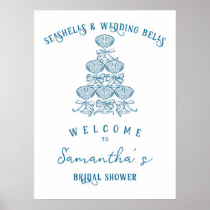 Póster Conchas marinas y campanas de boda Despedida de so