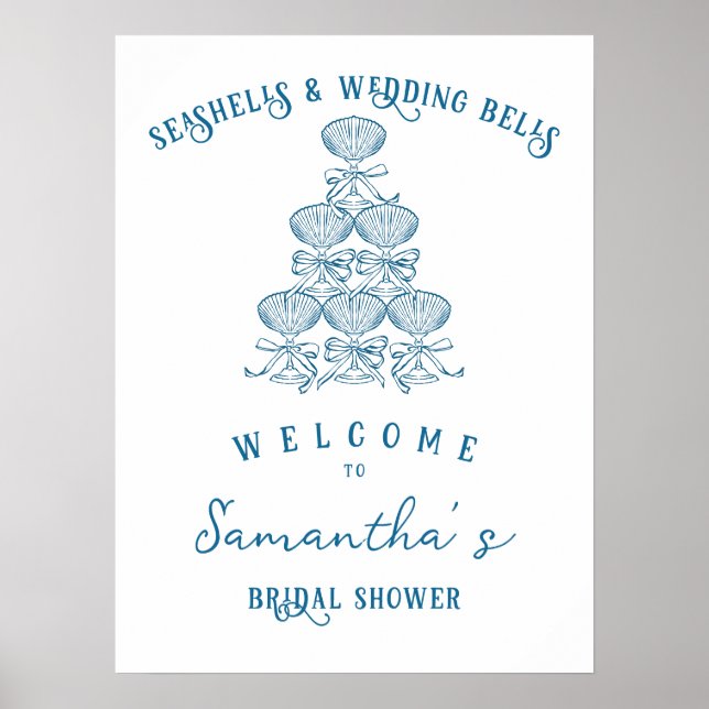 Póster Conchas marinas y campanas de boda Despedida de so (Frente)