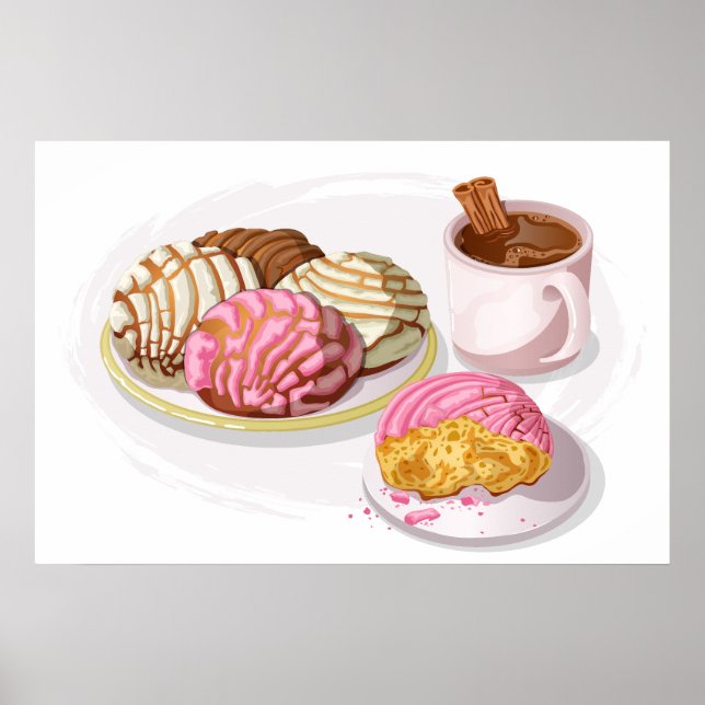 Póster Conchas Mexicanas Pan Dulce y Cocina de Chocolate  (Frente)