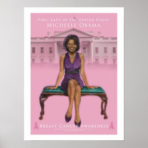 Póster Conciencia 15 x 20 del cáncer del Obama-Pecho de
