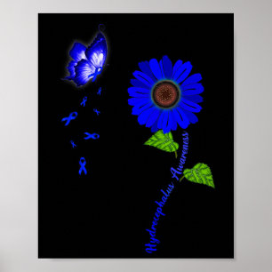 Póster Conciencia Cinta de girasol de mariposa azul