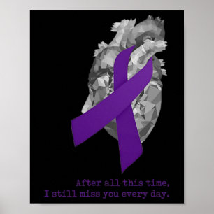 Póster Conciencia Cinta púrpura Corazón que te extraña