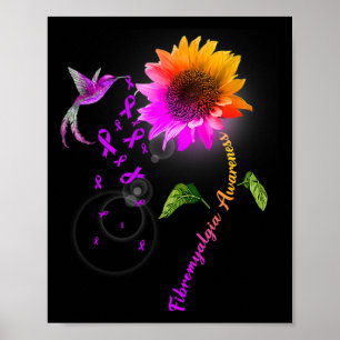 Póster Conciencia Colibrí de girasol morado