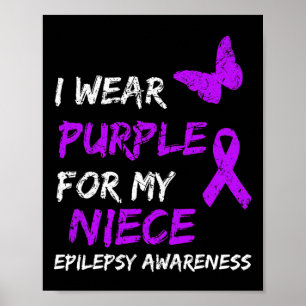 Póster Conciencia De Epilepsia Que Llevo Púrpura Para Mi