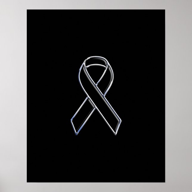 Póster Conciencia de la cinta negra de estilo cromado (Frente)
