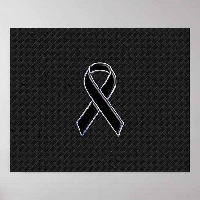 Póster Conciencia de la cinta negra de estilo cromado (Frente)
