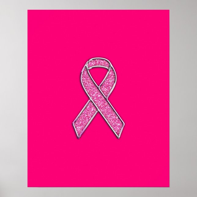 Póster Conciencia de la cinta rosa con el estilo Purpurin (Frente)