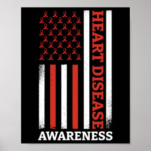 Póster Conciencia de la enfermedad cardíaca bandera de EE