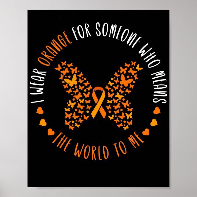 Póster Conciencia De La Leucemia Que Uso Naranja Para Mi  (Frente)