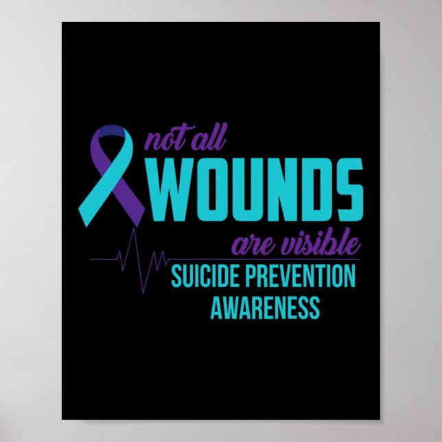 Póster Conciencia de la prevención del suicidio en cinta  (Frente)