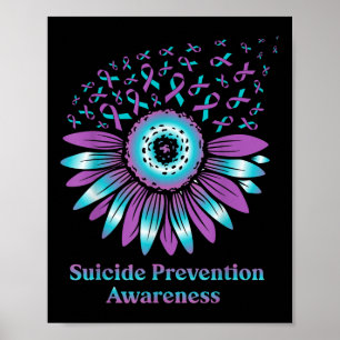 Póster Conciencia de Prevención del Suicidio Teal y Sol M