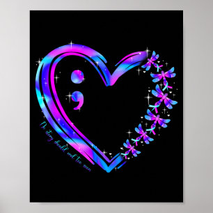 Póster Conciencia de prevención libélula corazón púrpura