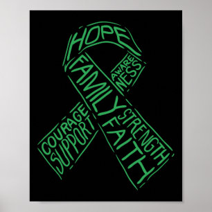 Póster Conciencia de Salud Enfermedad Cinta Verde Palabra
