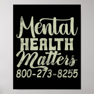 Póster Conciencia de salud mental retro S 800-273-8255