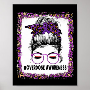 Póster Conciencia de Sobredosis Usa Morado Leopard Desord