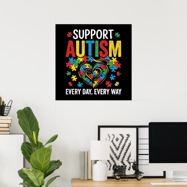 Póster Conciencia del autismo (Oficina en casa)