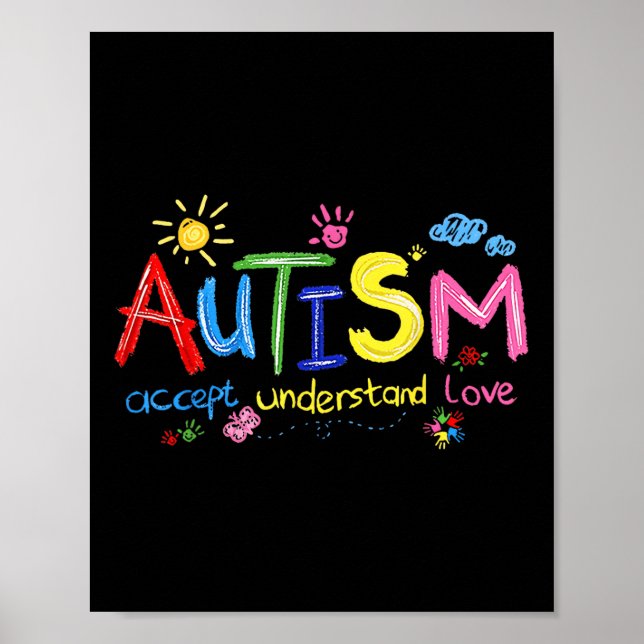 Póster Conciencia del autismo aceptación autista entender (Frente)