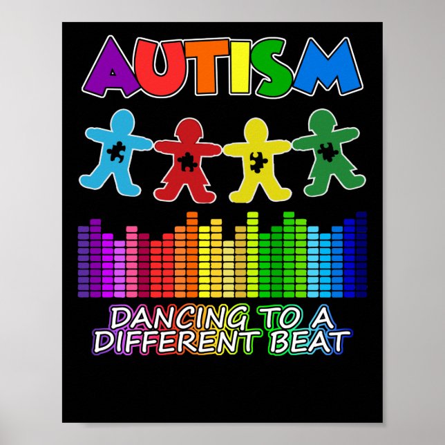 Póster Conciencia Del Autismo Bailando A Un Golpe Diferen (Frente)