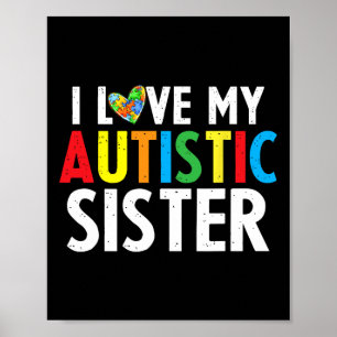 Póster Conciencia del Autismo en Niños Amo a Mi Hermana P