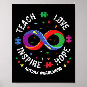Póster Conciencia del autismo enseña esperanza amor inspi