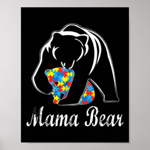 Póster Conciencia del autismo Mama Bear apoya a adultos a