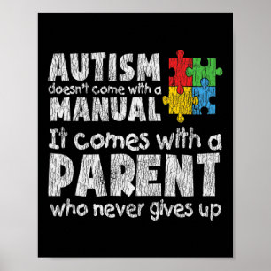 Póster Conciencia del autismo Mamá papá padres niños auti