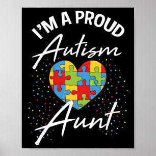 Póster Conciencia del autismo Orgullosa tía Puzzle Heart