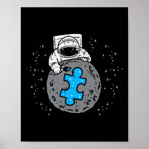 Póster Conciencia del Autismo Pieza de Rompecabezas Azul