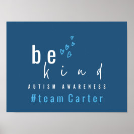 Póster conciencia del autismo sé amable azul #team nombre