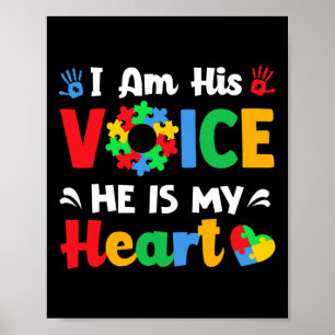 Póster Conciencia del autismo Soy su voz Él es mi madre d
