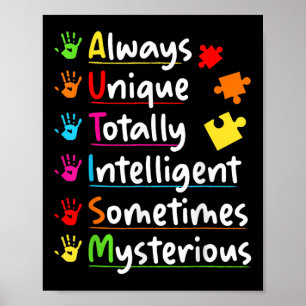 Póster Conciencia del autismo único siempre totalmente in