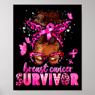 Póster Conciencia del Cáncer de Mama Superviviente Mujere