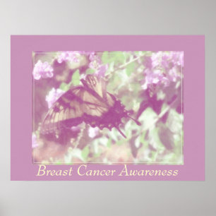 Póster Conciencia del cáncer de pecho - mariposa de
