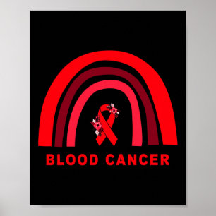 Póster Conciencia del Cáncer de Sangre Floral Cinta Roja