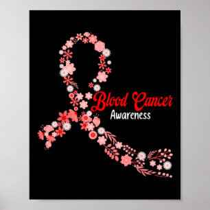 Póster Conciencia del Cáncer de Sangre Hippie Flor Cinta